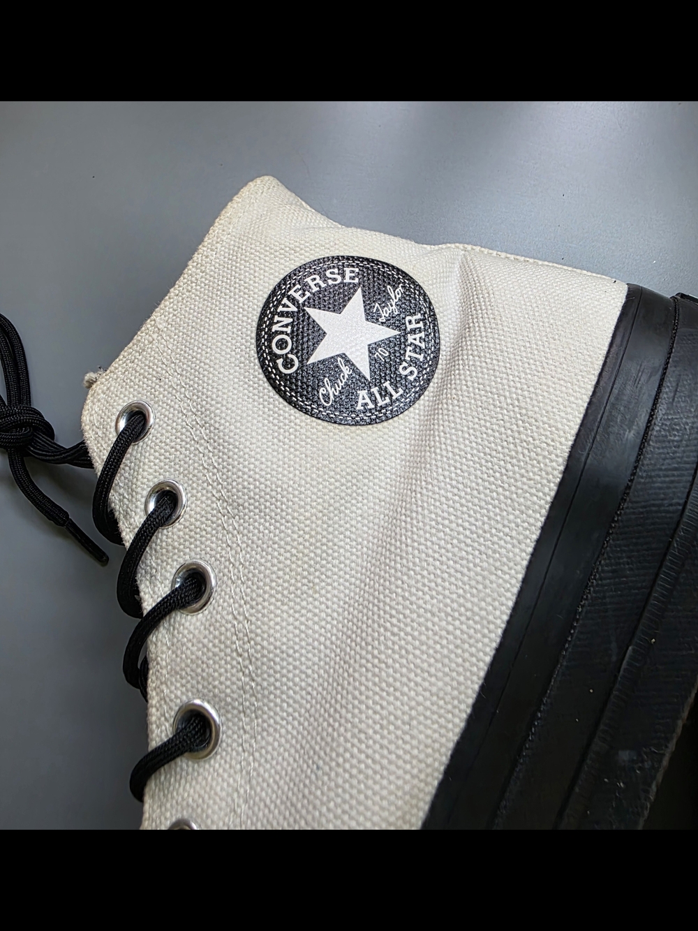 Converse High-Top Canvas Sneakers in White with Black Accents - Picture 3 of 9